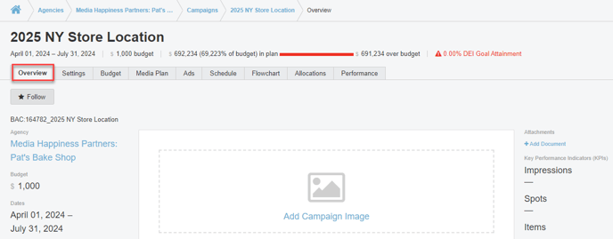 A screenshot of the Campaign Overview Tab.