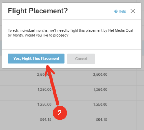 A screenshot of the Flight Placement confirmation dialog.