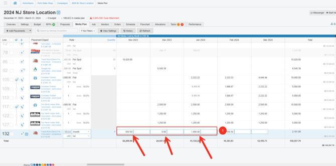 A screenshot of the net media cost section.