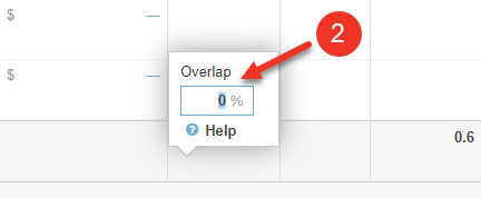A screenshot of the overlap percentage field.