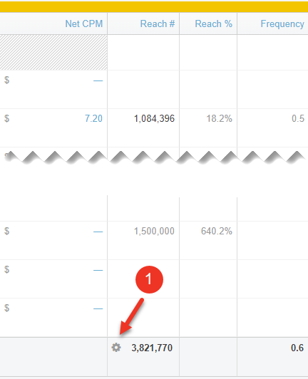 A screenshot displaying how to define overlap for reach.