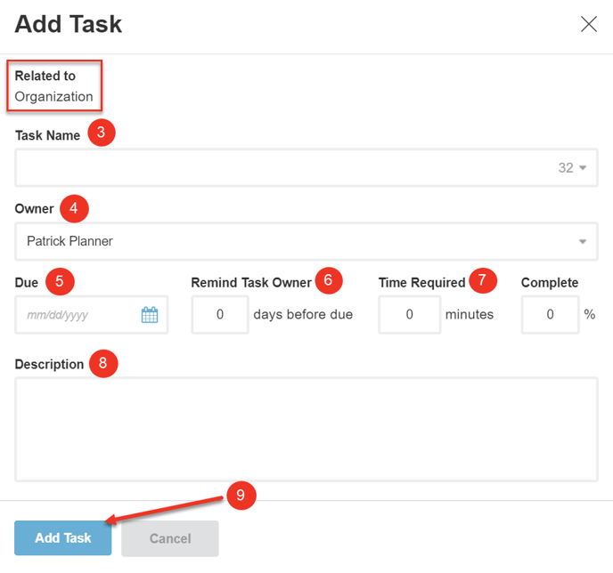 A screenshot of the Add Task dialog.