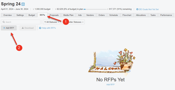 A screenshot of the RFPs tab in a Campaign.