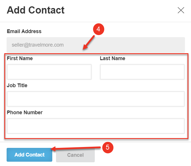 A screenshot of the Add Contact's information dialog.