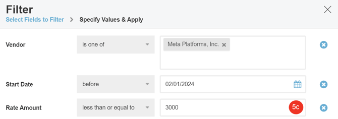 A screenshot of a Rate Amount Value example in Specify Values and Apply dialog.