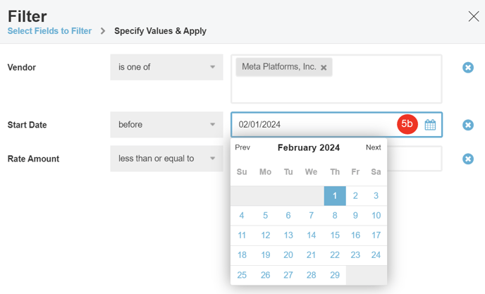 A screenshot of a Date Value example in Specify Values and Apply dialog.