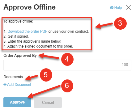 A screenshot of the Approve Offline dialog.