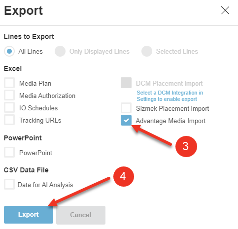 A screenshot of the Export dialog.