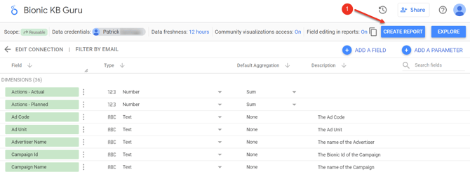 A screenshot of how to create a report in Looker.