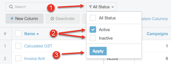 A screenshot of how to Filter by Status as explained on this page.