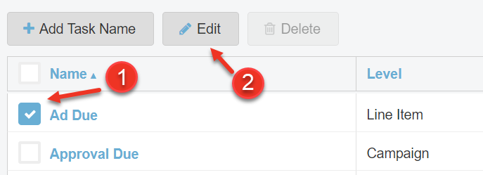 Manage Custom Task Names