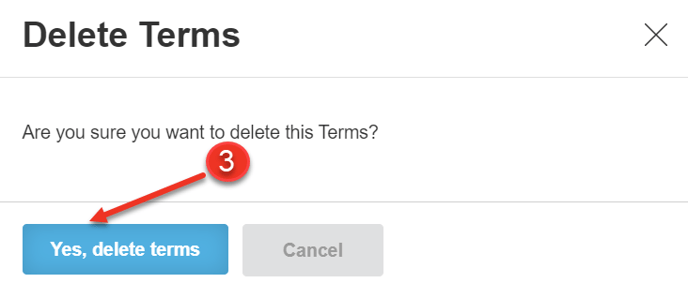 A screenshot of the confirmation delete button.