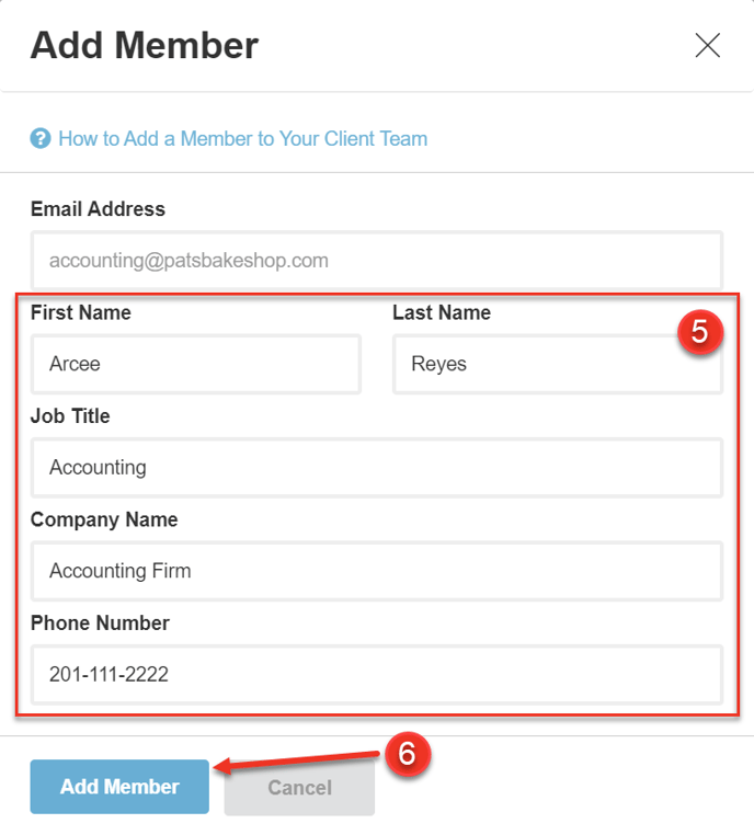 A screenshot of steps 5 and 6 of how to add a user as explained on this page.
