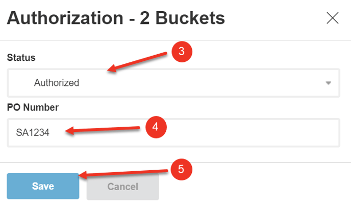 A screenshot of the bulk authorization dialog.