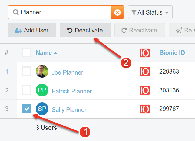 A screenshot of how to deactivate a user as explained on this page.