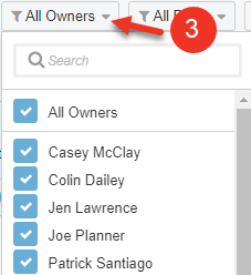 A screenshot of the Owners filter.