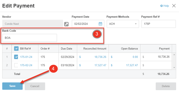 A screenshot of the Edit Payment dialog, highlighting custom fields.