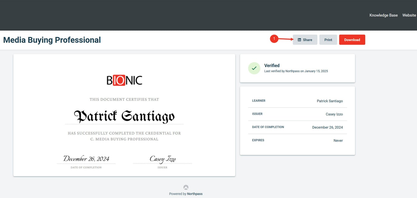 Share Bionic Academy Certification on LinkedIn