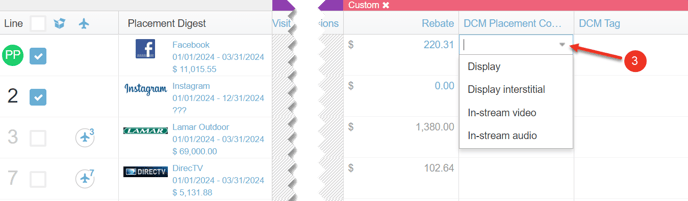 A screenshot of how to inline edit the Campaign Manager custom columns.