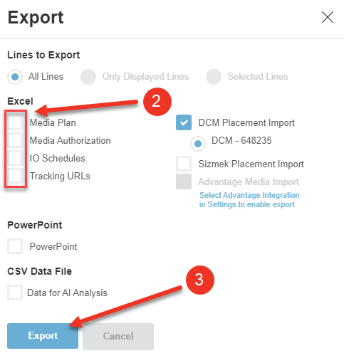 A screenshot of the export dialog.