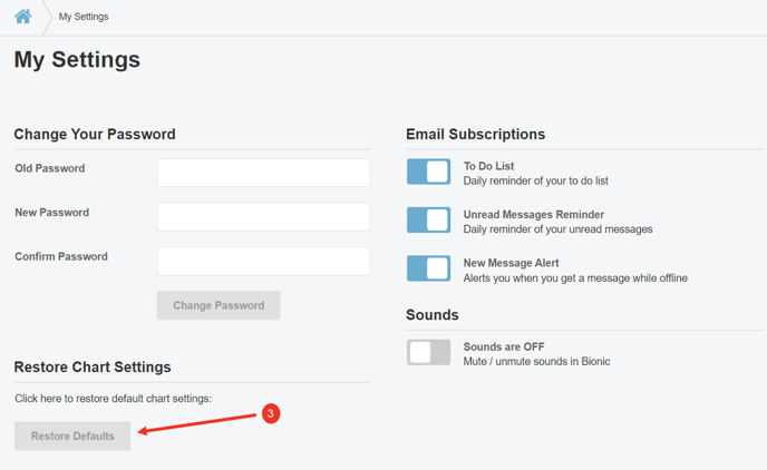 A screenshot of the My Settings page.