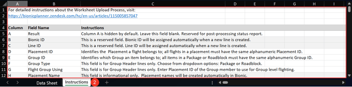 A screenshot of the Instructions tab in the Media Plan Worksheet.