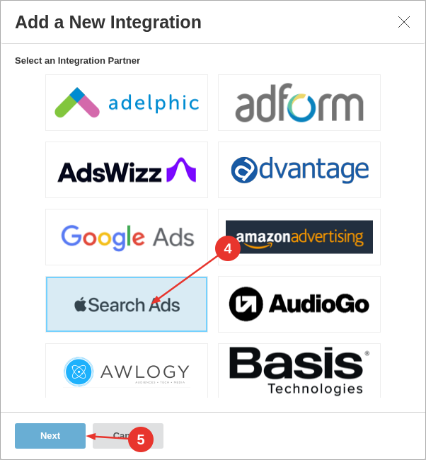 apple-search-ads-step1-add-integration-annotated