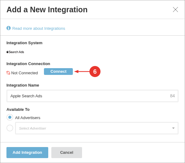 apple-search-ads-step2-connect-integration-annotated