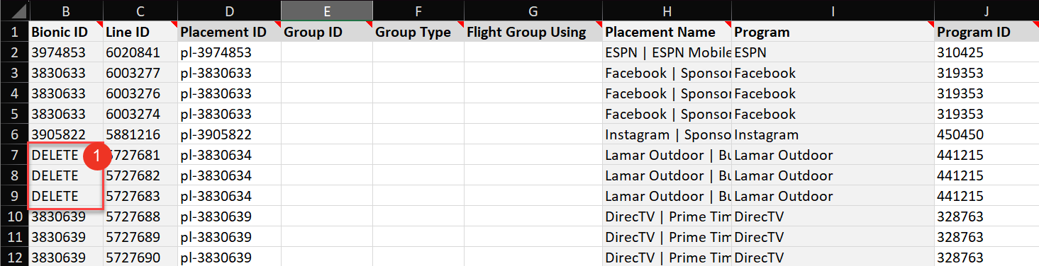 A screenshot of the worksheet upload and how to delete a placement