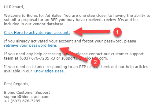 A screenshot of the activate your account email.
