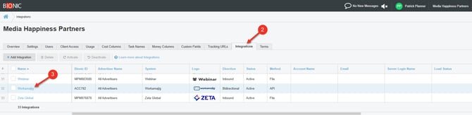 Screenshot of Administration screen