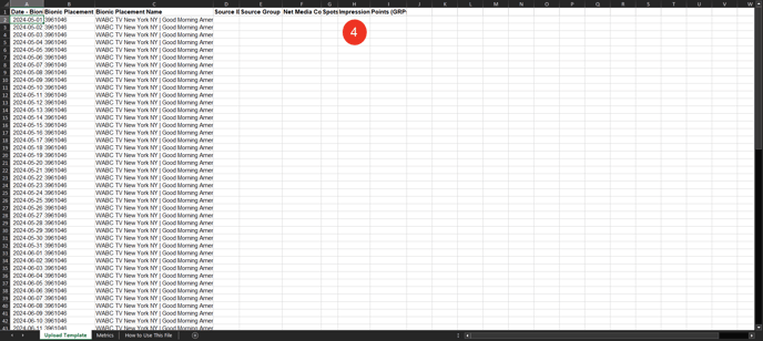 A screenshot of an example excel template.