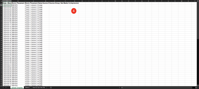 A screenshot of an example excel template.