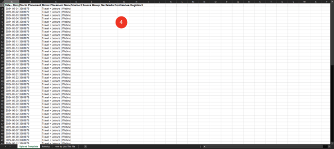 A screenshot of an excel template.