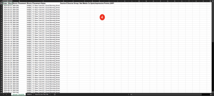 A screenshot of an excel template.