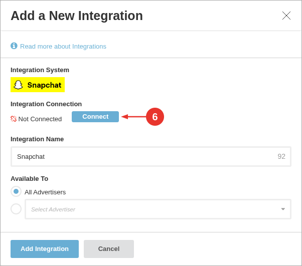 snapchat-step2-connect-integration-annotated
