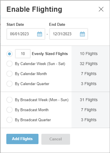 Screenshot of "Enable Flighting" dialog box. The options below this image are listed on the screen.